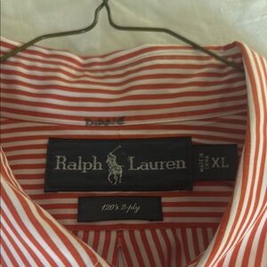 Ralph Lauren XL Orange and White Striped Shirt